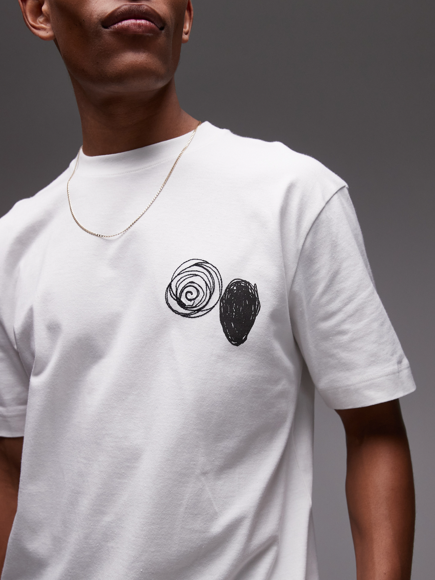 Oversized Abstract Scribble Applique Shirt