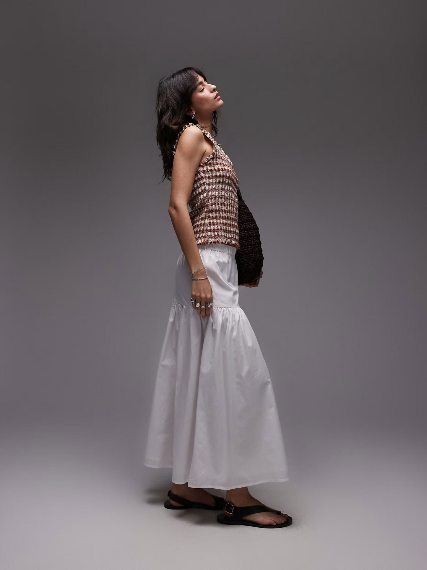 V Neck Sleeveless Shirred Top