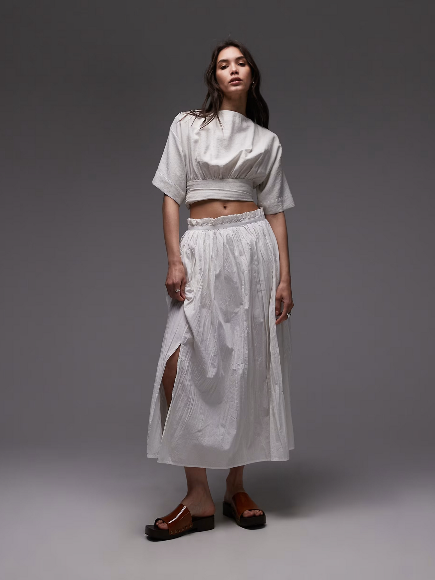 Crinkle Cotton Laundered Full Skirt