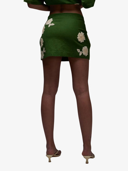 Co-Ord Mini Skirt With Raffia Flowers