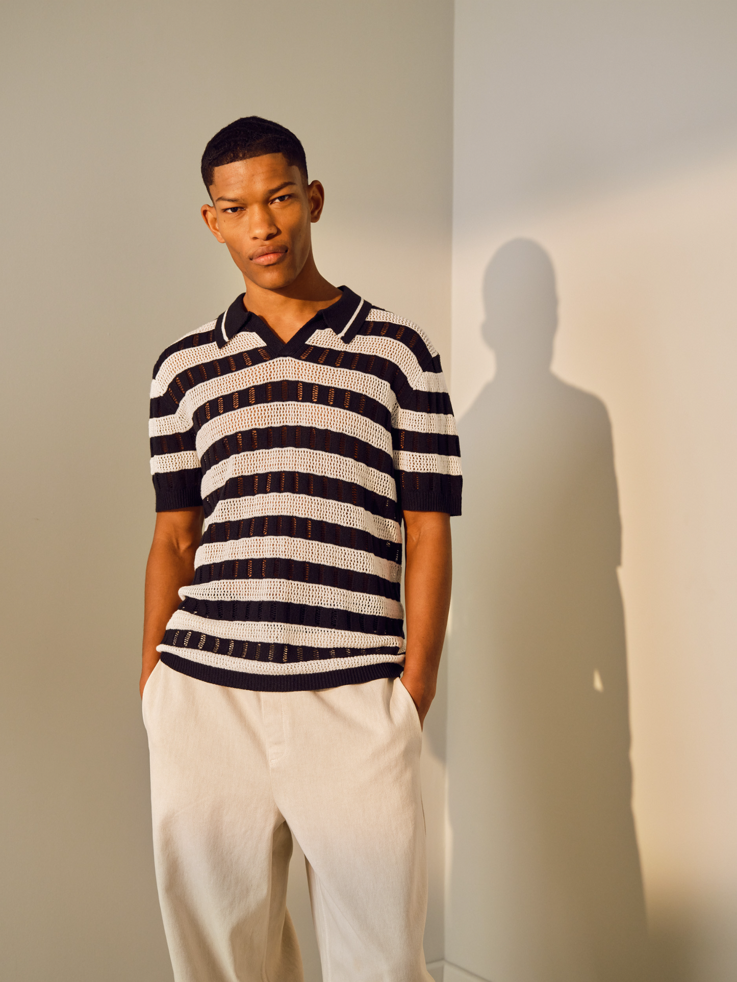 Ladder Stitch Crochet Polo Shirt