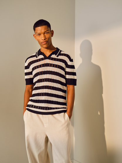 Ladder Stitch Crochet Polo Shirt