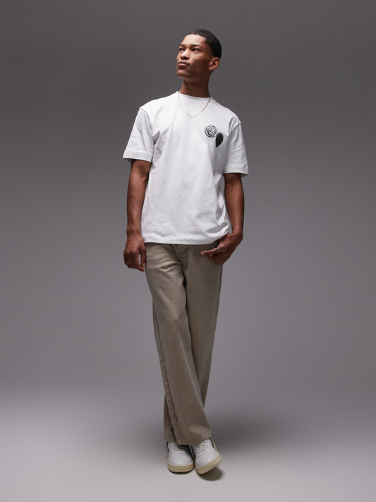 Oversized Abstract Scribble Applique Shirt