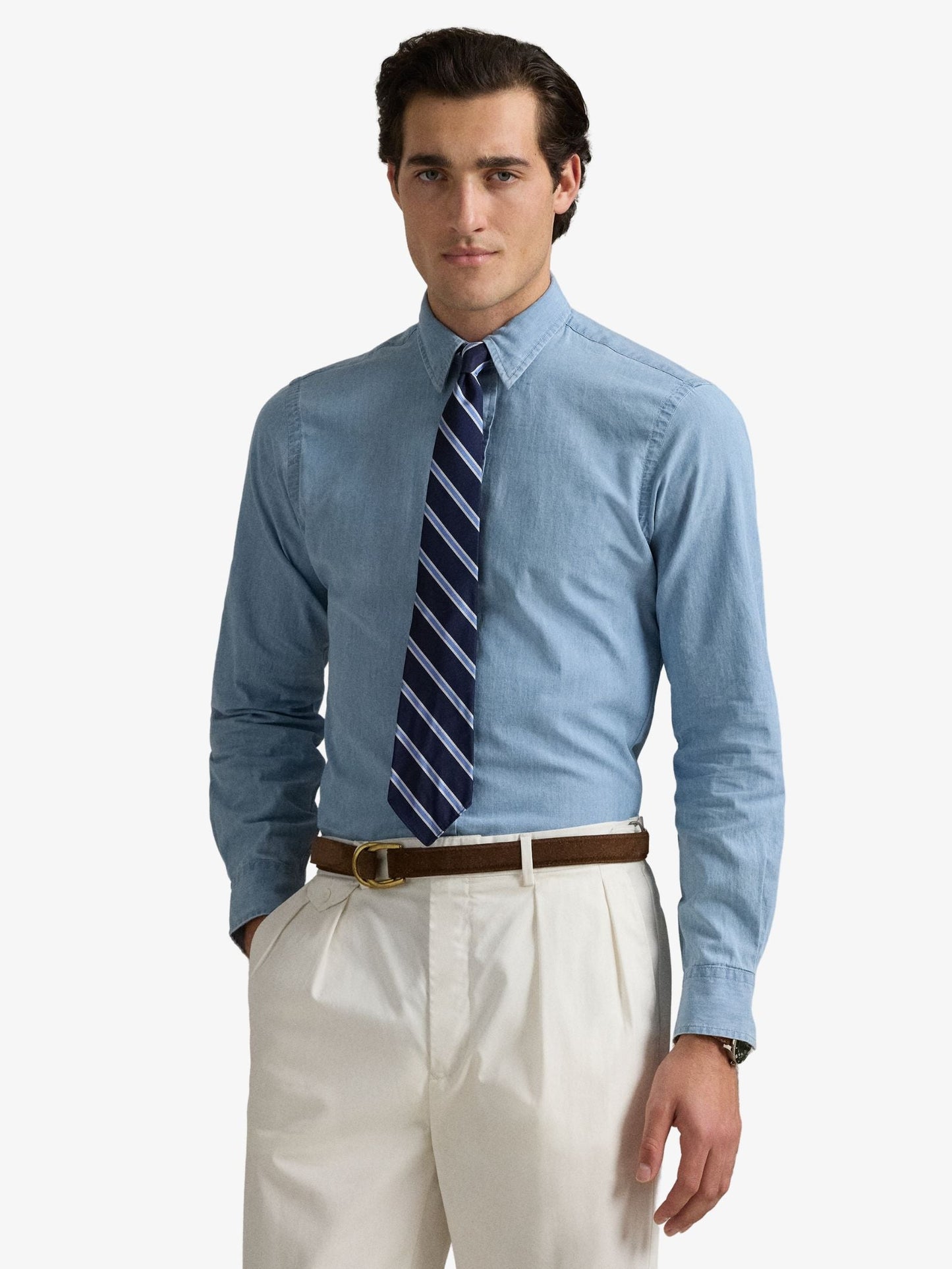 Custom Fit Indigo Chambray Shirt