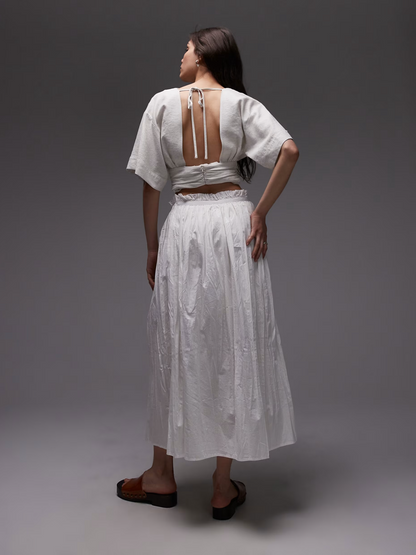 Crinkle Cotton Laundered Full Skirt