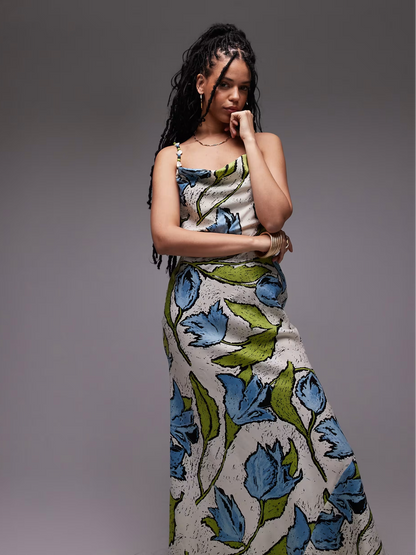 Cowl Neck Midi Slip Dress