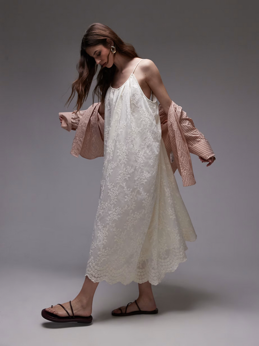 Embroidered Midi Dress