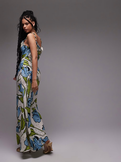 Cowl Neck Midi Slip Dress