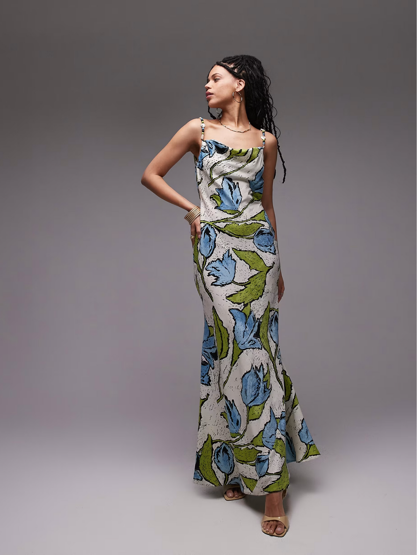 Cowl Neck Midi Slip Dress